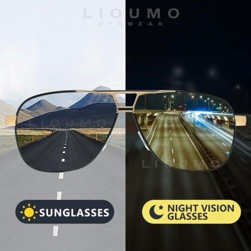 LIOUMO Design Aviation Sunglasses Men Women Polarized Driving Glasses Photochromic Intelligent Change Color lentes de sol hombre