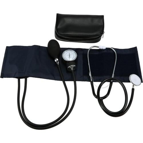 Stethoscope & Upper Arm Blood Pressure Monitor Aneroid With Storage Bag Sphygmomanometer Cuff Kit Tonometer Health Care Kit