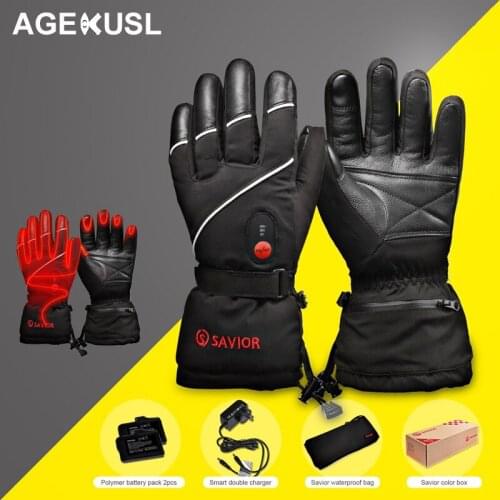 TWTOPSE Electro-thermal Sheepskin Leather Cycling Gloves Warm Winter Men Women Sports MTB Bike Bicycle Motorcycle Skiing Gloves