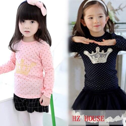 2020 Spring baby girls sweatshirt Cotton loves 3D Imperial crown Embroidery children clothing Tracksuit t shirts kids