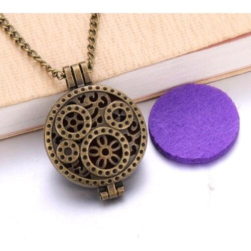 Vintage copper axle Aroma Diffuser Necklace perfume oil Essential Oil Diffuser Aromatherapy Pendant Necklace fashion jewelry