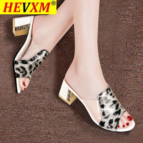 New Slippers Women Peep Toe High Heels Summer Shoes Wear Square Heel Women Shoes Fashion Slippers Ladies Shoes Thick Heel Women
