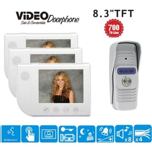 ZHUDELE home security intercom system doorbell luxury 8.3" video door phone smart 700 TVL HD IR camera waterproof cover 1V3