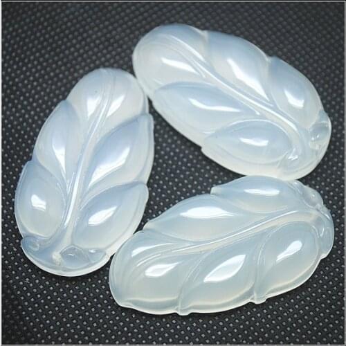 Natural gem stone pendants carving leaf shape charms pendants size 47x26mm top quality diy beads accessories and findings