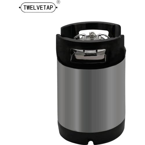 2.5 Gal Beer Keg Rubber Handle Barrel Stainless Steel Homebrew Growler Leak Proof Top Lid Beer Bucket 9.5L Ball Lock Type