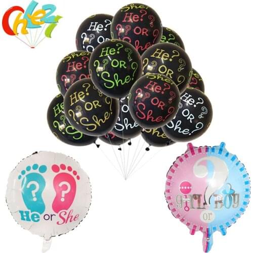 30pcs 12 inch He OR She latex balloons 18 inch Gender Reveal Boy or Girl foil Balloon Baby Shower Birthday Party Decorations