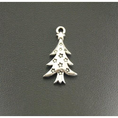 30pcs Silver Color christmas tree charms DIY Metal Bracelet Necklace Jewelry Findings 26x14mm A766