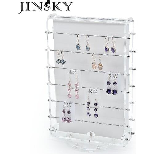 Acrylic earring storage display rack metal rod hanging earring rack rotatable multi-layer jewelry display home