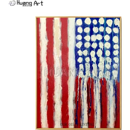 Free Shipping Good Quality USA FLAG Oil Painting For Wall Decoration Abstract America Flag Oil Painting For Wall Decoration