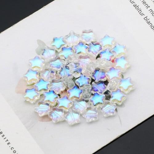 100PCS 8MM Glass Beads Transparent Star Shape Loose Beads For DIY Childrens Jewelry Making Necklace Bracelet Handmade