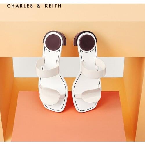 CHARLES＆KEITH New Arrival for Spring Summer 2020 CK1-70390296Women sandals Semicircle heel decorated slippers