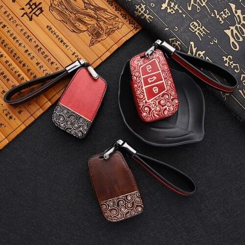 Car Genuine Leather Key Case For Skoda Octavia A5 A7 Superb Fabia Yeti Seat For VW Tiguan Passat B8 Polo Golf 6 7 Fob key Cover