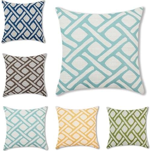 Nordic Cushion Cover Jacquard Geometric Links Accent Decorative Throw Pillow Covers Cushion Case Multicolor 18X18 Inch Blue