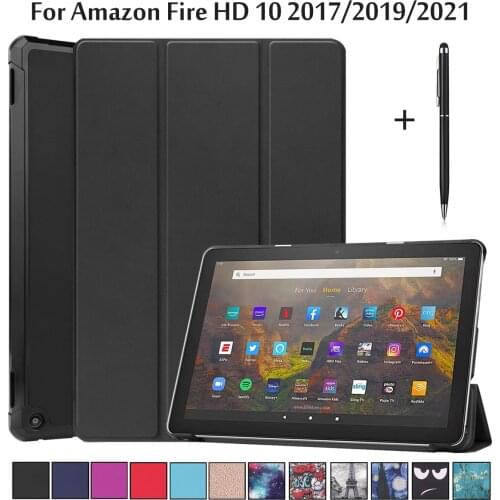 Case For Amazon Fire HD 10 2017 / 2019 / 2020 10.1 inch Tablet Auto Sleep Ultra Slim Magnetic Stand PU Leather Cover