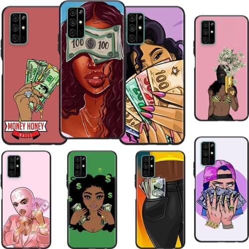 Afro Girls Black Women Art Silicone Cover For Huawei Honor 10i 10 9C 9A RU 9X 9N 9S 9 Pro Lite Play 3E V9 Black Phone Case