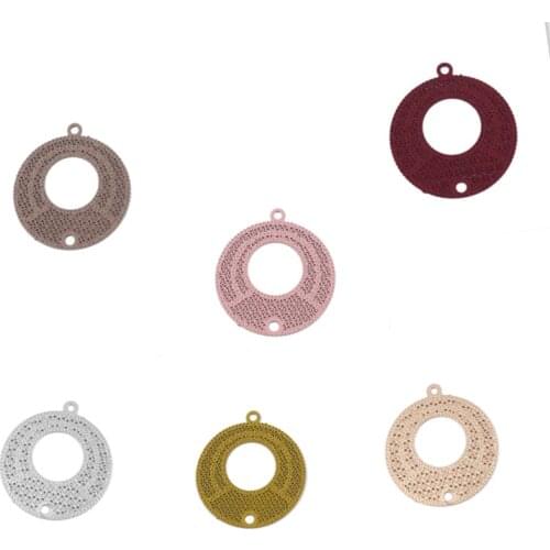 DoreenBeads Copper Filigree Stamping Connectors Round Hollow Peach Colorfyl Jewelry DIY Findings Charms 20mm x 18mm, 10 PCs