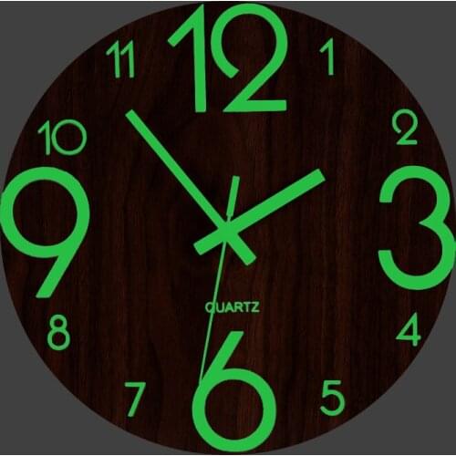 Creative luminous effect home decor wooden wall clock Brief pastoral LumiNova No Mirror cover wall clock
