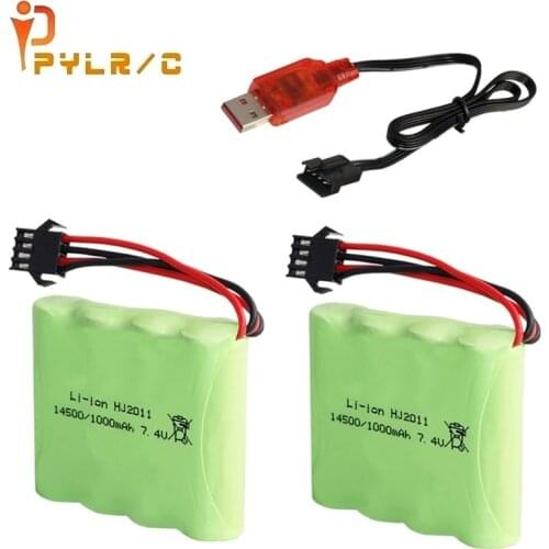 7.4V 1000mAh 2S Lipo Battery and charger set For DE36W 1:16RC Off-Road 4WD High-Speed Climbing Drift Racing toy accessories