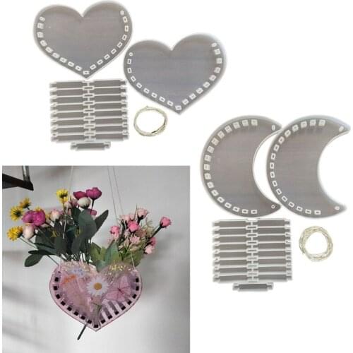 Moon Love Heart Handbag Epoxy Resin Mold Plant Flower Hanging Basket Silicone Mould DIY Crafts Ornaments Mold