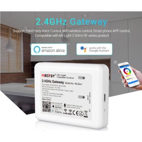 Milight Wifi WL-Box1 LED Smart Controller for single color RGB+CCT RGB RGBW LED bulb strip Alexa Voice phone Remote