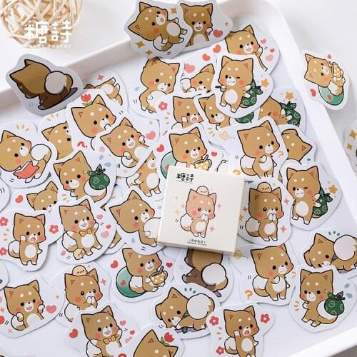 45sheets Boxed Stickers Self-adhesive Hand Account Album Decoration DIY Sealing Stickers Cat Stickers Kawaii Logo Sticker