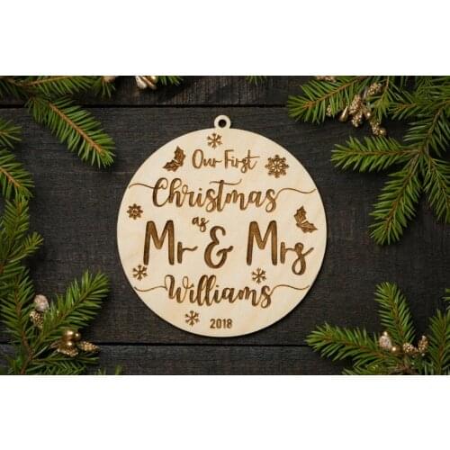 Our First Christmas Ornament Married, Personalized Christmas Ornaments, Mr and Mr decor, Couple Gifts, Newlywed Gift, Just Marri