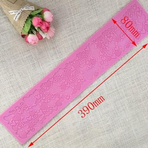 New beautiful love lace silicone mold Fondant cakes around the edge decorating tools Wedding flower embossing mold Sugar