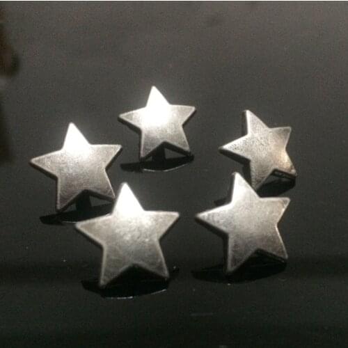 New Coming 50PCS 15MM Antique Silver Star Studs Rivet Punk Star Spikes Shoes Belt Bag Accessories Leather Craft Shipping Free