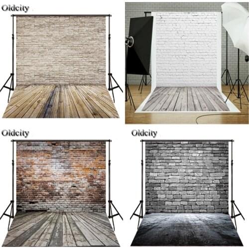 Oldcity Vinyl Photography Backdrop Brick Wall Wooden floor Photo Studio Background Curtain For Stand Softbox Light