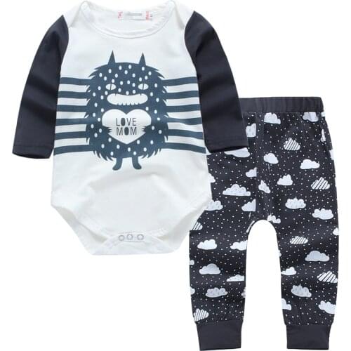2020 Autumn style infant clothes baby clothing sets Baby Boy Girl Monster Clothes Romper+ Pants Trousers Outfits Set 2pcs Suit
