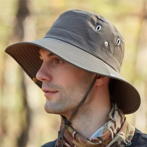 Men UV Sun Protection Hat Man Mesh Patchwork Bucket Hat 2020 Summer Male Adjustable Outdoor Go Fishing Beach Cap Breathable