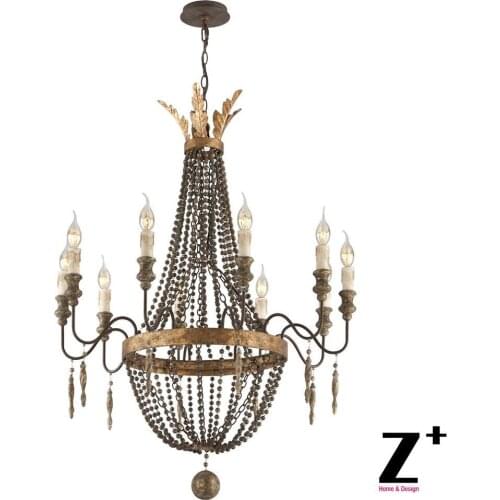 Replica item America style Delacroix Candle Chandelier Light 10 Lights French Bronze wood bead free shipping