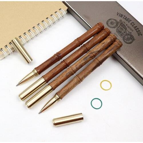 Luxury Writing Gifts Wooden+Metal Ballpoint Pen 0.5MM Blue & Black ink For Office School Stationery Supplies Writing Ball pen