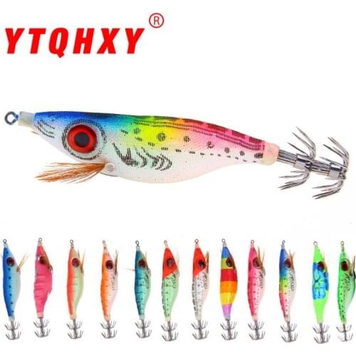Luminous Squid Jig Fishing Wood Shrimp Lure 9.2g/10cm Squid Cuttlefish Jig Lure Bait Fishing Accessories