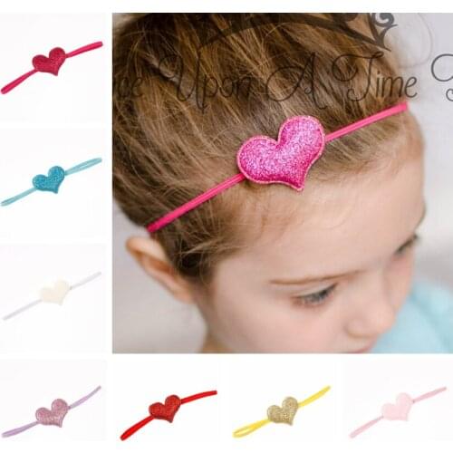 Yundfly Shiny Peach Headband Girls Heart Love Elastic Hair Bands Kids Headwear Birthday Gift Photo Props