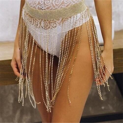 Sparkly Crystals Tassel Women Skirt Sexy Hollow Out Rhinestone Skirt Summer Luxury Night Party Clubwear Fashion Patchwork Skirt