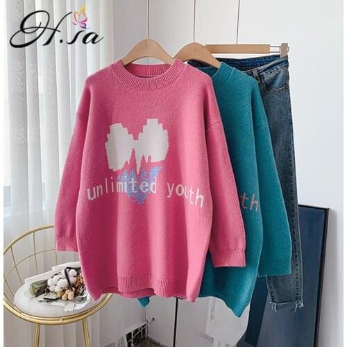 H.SA Winter New Clothes for Women Long Sweater and Pullovers Floral Printed Pullovers Oversized Sweater christmas sweater
