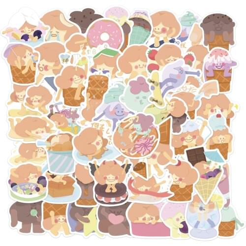 10/50Pcs Cute Ice Cream Girl Cartoon Graffiti Stickers Waterproof Fridge Guitar Laptop Motorcycle Skateboard Sticker
