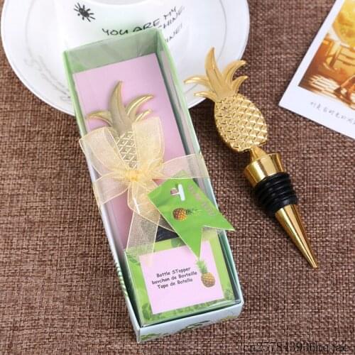 100pcs Pineapple Wine Stopper in Gift Boxes Champagne Wine Bottle Stopper Vacuum Sealed Bridal Wedding Wine Pourer Gift