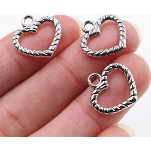 17x17mm 30pcs Antique Silver Plated Heart Handmade Charms Pendant:DIY for bracelet necklace-P5-12