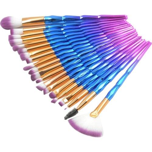 20pcs Blusher Double Head Makeup Brush Set Fashion Portable Face Accessories Angled Brow Beauty Foundation Powder Soft Bathroom