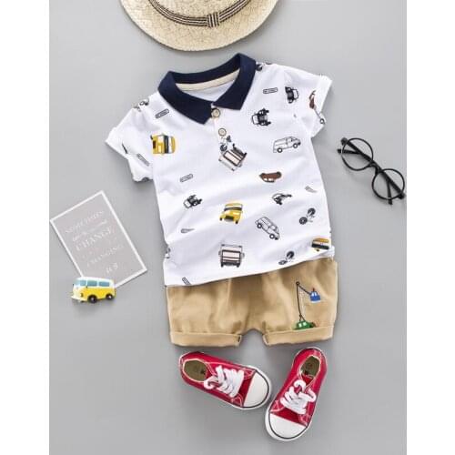 2020 NEW Summer Children Infant Boys Clothes Cartoon Bag Car T-Shirt Shorts Cotton Toddler Fashionable Clothing Kids Tracksuits