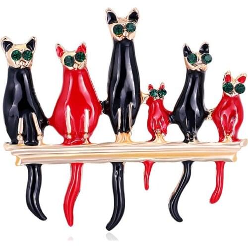 3pc New retro cat DIY Brooch Vintage Enamel Lapel Pins Badge for women New Year Simple Clothing Accessories