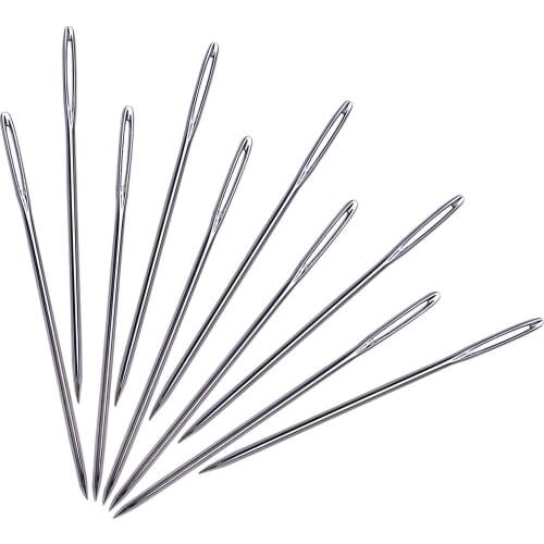 30pcs 5.2 cm Large-Eye Stitching Needles Hand Sewing Needles for Leather Projects with Clear Bottle