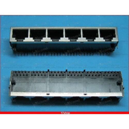 30 pcs RJ45 Network PCB Jack 59 8P 6 Ports Side entry LAN Connector