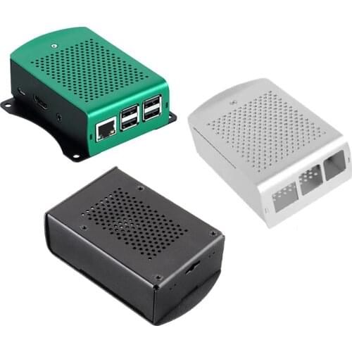 Aluminum Case Metal Shell Enclosure Housing with Hanging Holes +Cooling Fan for Raspberry Pi 3 Model B B+ Computer Accessories