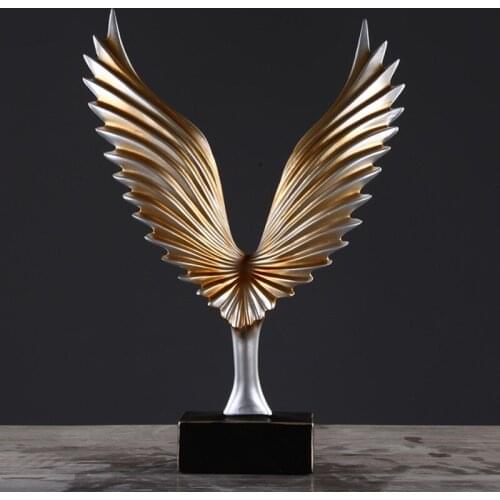 Am Mirs Wings Figurines Resin Ornaments Creative Wings Statue Retro Desktop Crafts Artwork Home