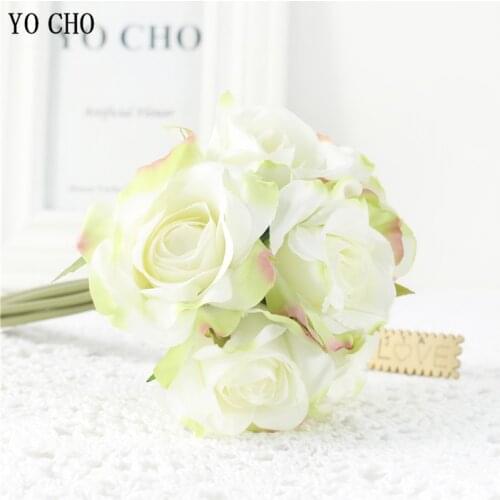White Roses Artificial Flowers Silk Peonies Wedding Decorative Vases for Home Decor Bride Bouquet Corsage Flower Accessories