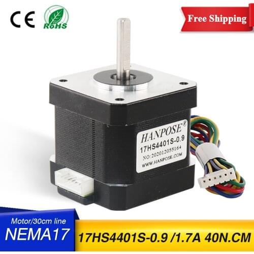 Free shipping 1PCS Nema17 Stepper Motor 42 motor Nema17 motor 40N.CM 1.7A 17HS4401S 0.9 degree Step angle motor for 3D printer
