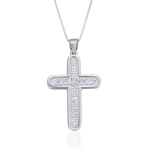 YJAD001669 Female Full Set Zircon Cross Pendant Collarbone Chain Trend Decoration New S925 Sterling Silver Jewelry
